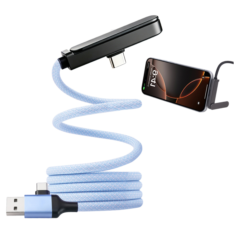 Magnetic 60W Fast Charging Cable Phone Holder USB C to USB C Fast Charge Cable Data Sync Nylon Braided for iPhone iPad Laptop 1M