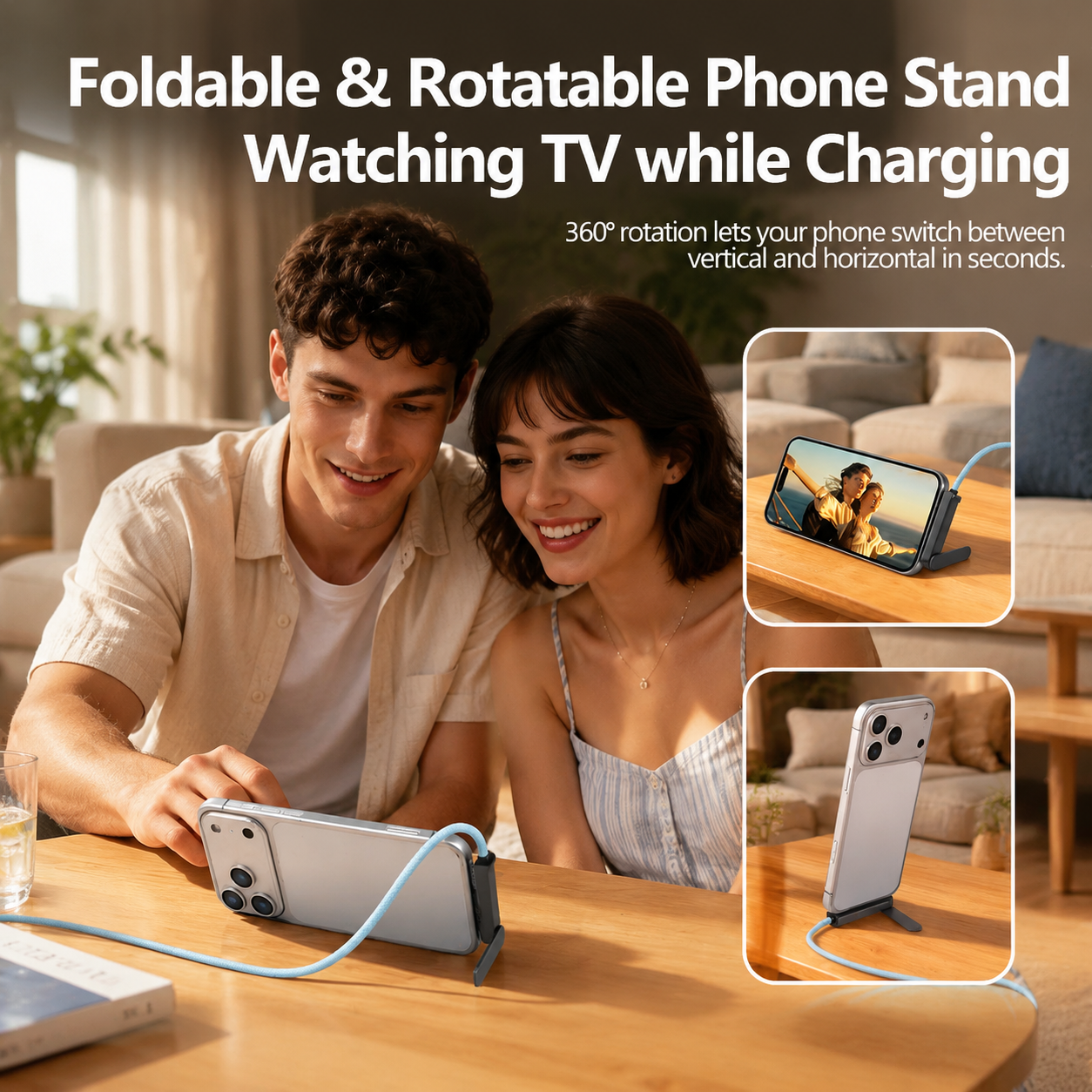 Magnetic 60W Fast Charging Data Cable With Phone Holder for iPhone 18 Huawei Tablet Mobile Gaming 2-in-1 USB-C 60W Fast Charging Cable