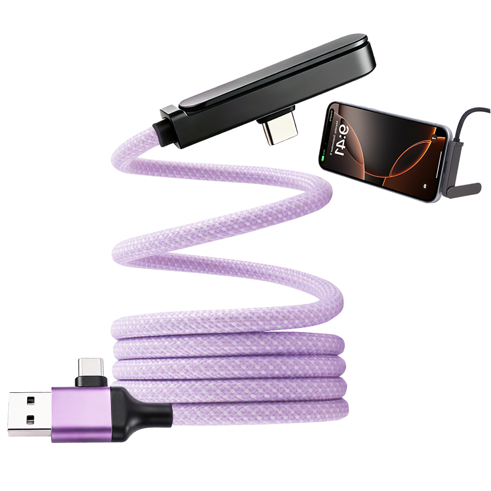 Magnetic 60W Fast Charging Data Cable With Phone Holder for iPhone 18 Huawei Tablet Mobile Gaming 2-in-1 USB-C 60W Fast Charging Cable