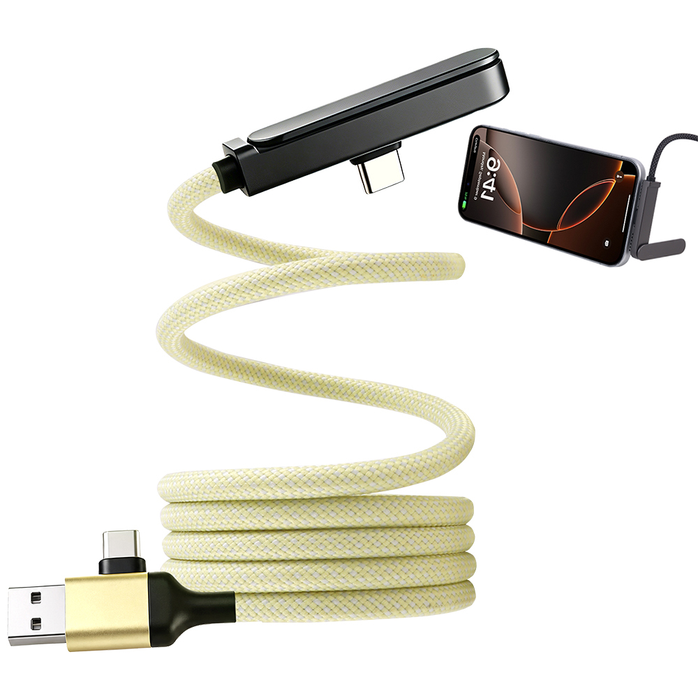 Magnetic 60W Fast Charging Cable Phone Holder USB C to USB C Fast Charge Cable Data Sync Nylon Braided for iPhone iPad Laptop 1M