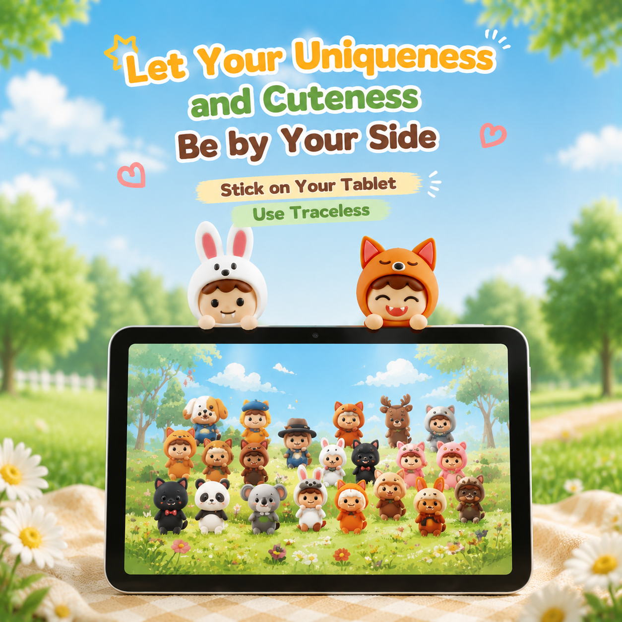 Teens blind box Hippers Kawaii Animal Decoration Mini Figures Screen Decor Adorable Koala Panda Cat Desktop Ornaments Minifigures Screen Topper Decoration Mini Figures