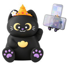 Souvenir Gift Thai Cute Lucky Cat Wireless Bluetooth Speaker Phone Holder Desktop Ornament Portable Type-C Charging Thai Style Black Cat Wireless Bluetooth Speaker