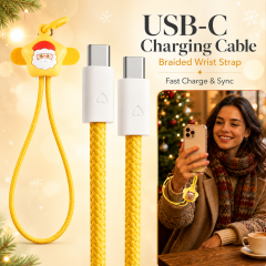 Christmas Gift Wrist Strap 60W Charging Cable USB C to USB C Anti-Drop Tablet Laptop Cute Santa Lanyard Phone Cord