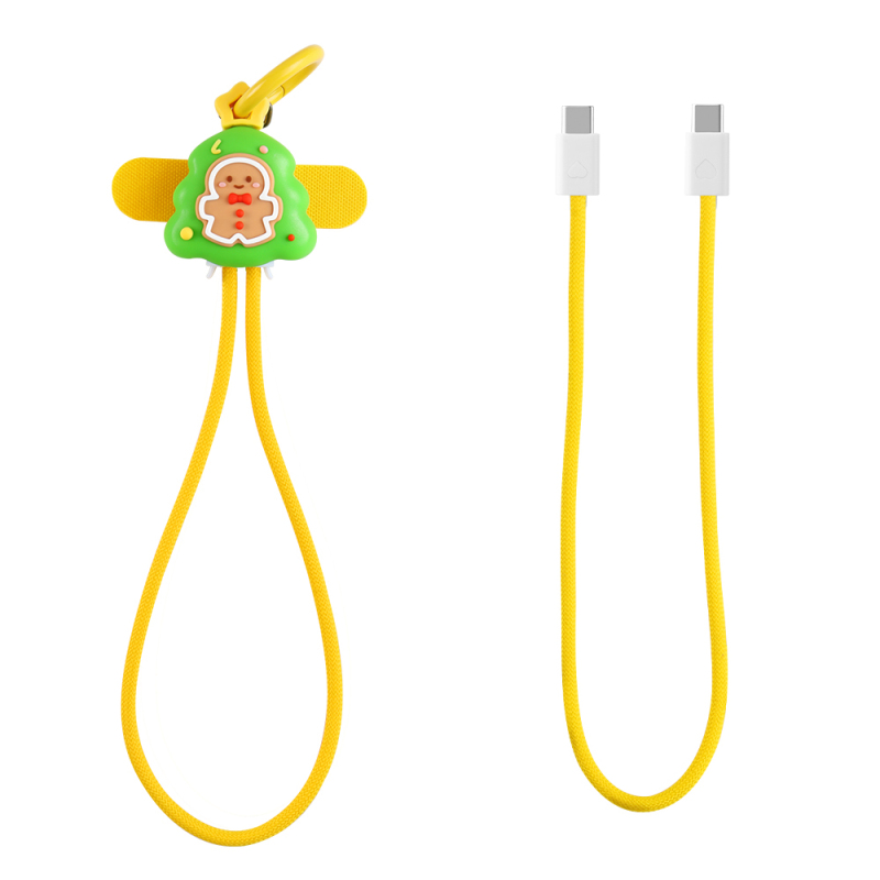 Promotional Gift Custom Christmas Gingerbread Man Wrist Strap 60W Fast Charging Cable Manufacturer USB C to Type C 60W Fast Charger Cable