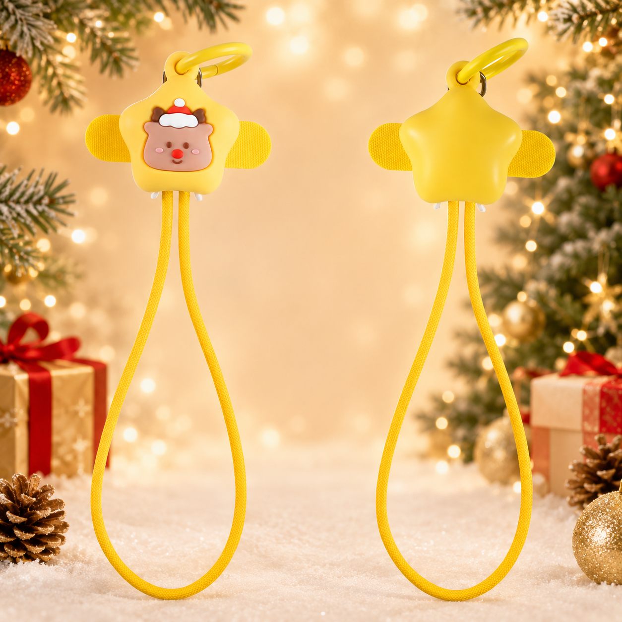 Christmas Gift Wrist Strap 60W Charging Cable USB C to USB C Anti-Drop Tablet Laptop Cute Santa Lanyard Phone Cord