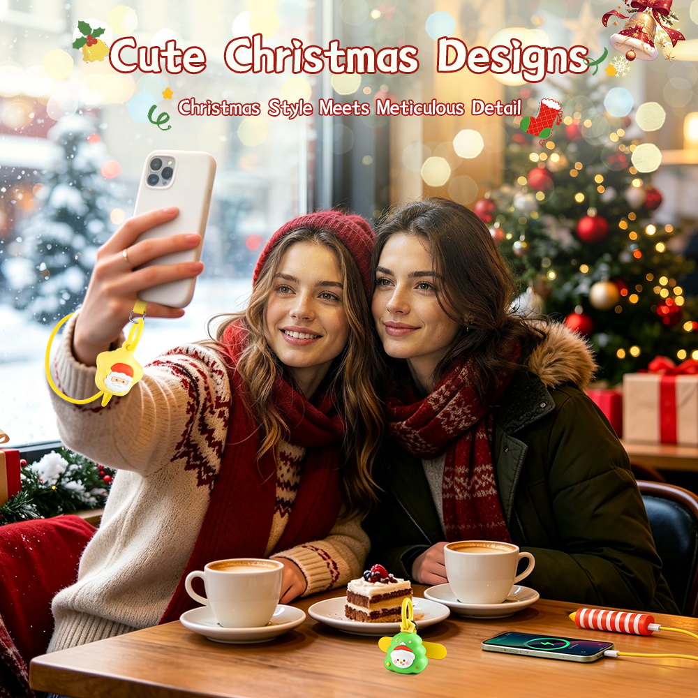 Christmas Gift Wrist Strap 60W Charging Cable USB C to USB C Anti-Drop Tablet Laptop Cute Santa Lanyard Phone Cord