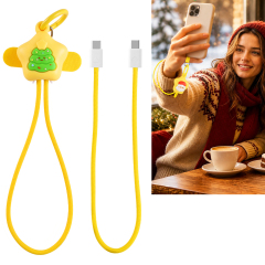 Christmas Stocking Gift Wrist Strap 60W Fast Charger Cable Anti-Drop Wrist Lanyard Cute Christmas Tree 60W Fast Charging Cable for Outdoor Travel