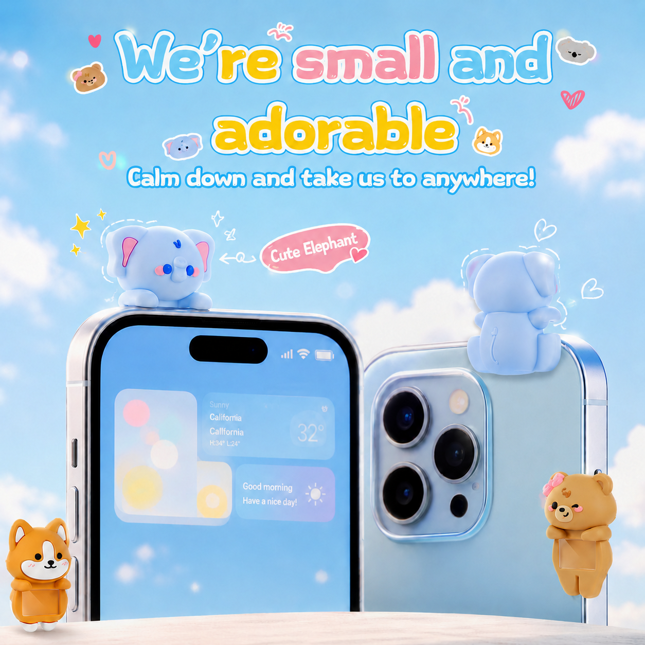 Creativity Custom LOGO Office Home Black Cat Koala Hippers Decorative MINi Figures Small Animal Phone Tablet Laptop Desktop Kawaii Decorative MINi Figurines