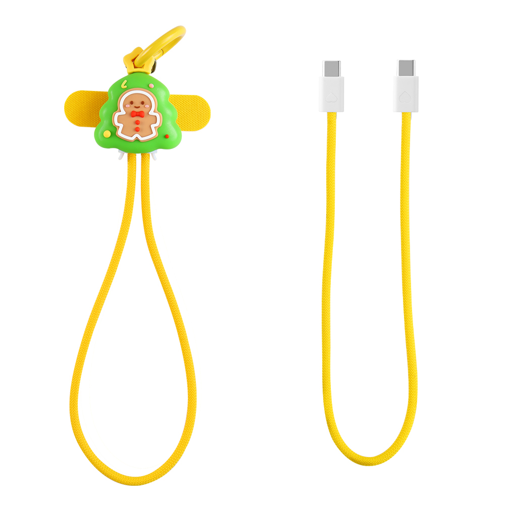 Christmas Gift Wrist Strap 60W Charging Cable USB C to USB C Anti-Drop Tablet Laptop Cute Santa Lanyard Phone Cord