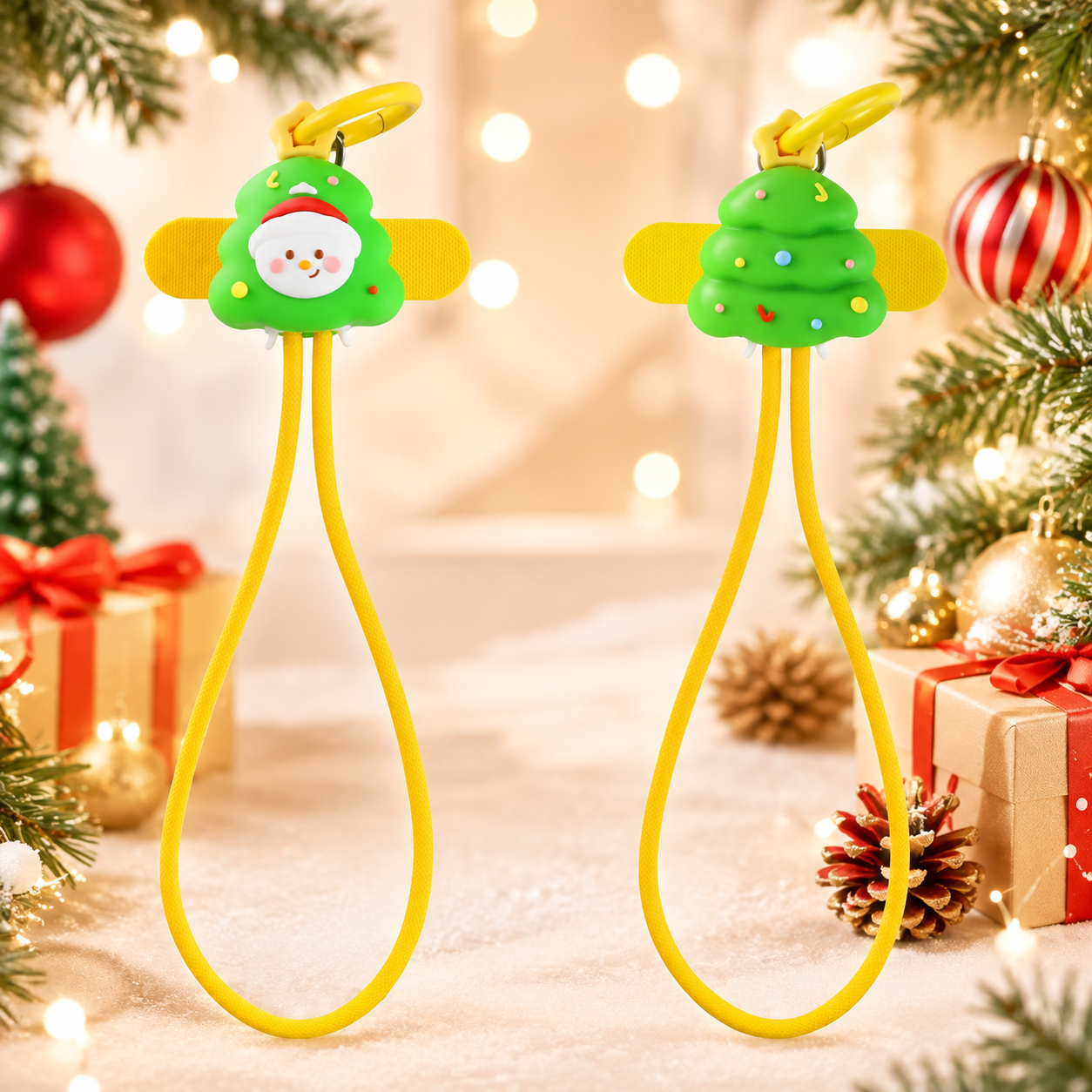 Christmas Stocking Gift Wrist Strap 60W Fast Charger Cable Anti-Drop Wrist Lanyard Cute Christmas Tree 60W Fast Charging Cable for Outdoor Travel