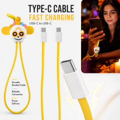 innovation Mexico Day of the Dead Culture Design Wrist Strap 60W Fast Charging Cable Type C to Type C Anti-Drop Phone Tablet Laptop Catrina Skull 60W Fast Charger Cable for Travel Outdoor