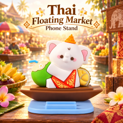 Thailand Culture Souvenir Thai Floating Market Elephant Phone Stand Desktop Decoration Tourist Gift Cute Phone Stand