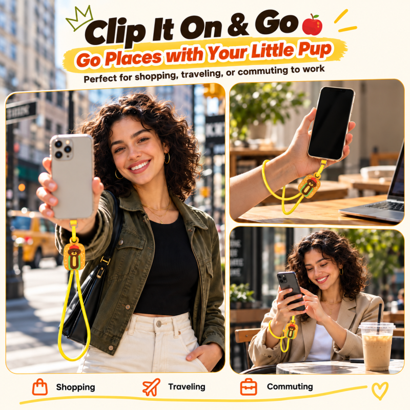 New York Souvenir Design Hot Dog Dachshund 60W Fast Charging Cable Wrist Strap Phone Charm USB C to USB C 34cm Braided Short 60W Fast Charging Cable
