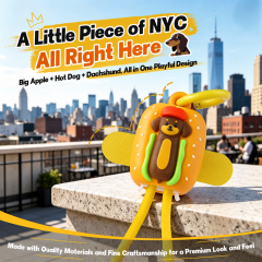 New York Souvenir Design Hot Dog Dachshund 60W Fast Charging Cable Wrist Strap Phone Charm USB C to USB C 34cm Braided Short 60W Fast Charging Cable