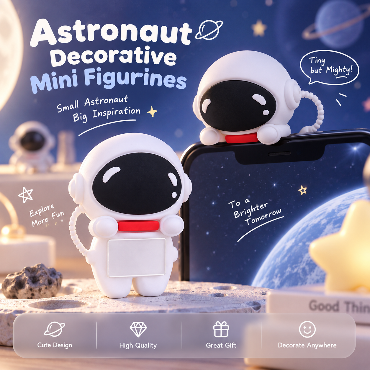 New Astronaut Phone Peeker Hippers Decorative Mini Figures Phone Corner Decor Kawaii Phone Case Spaceman Decorative Mini Figures