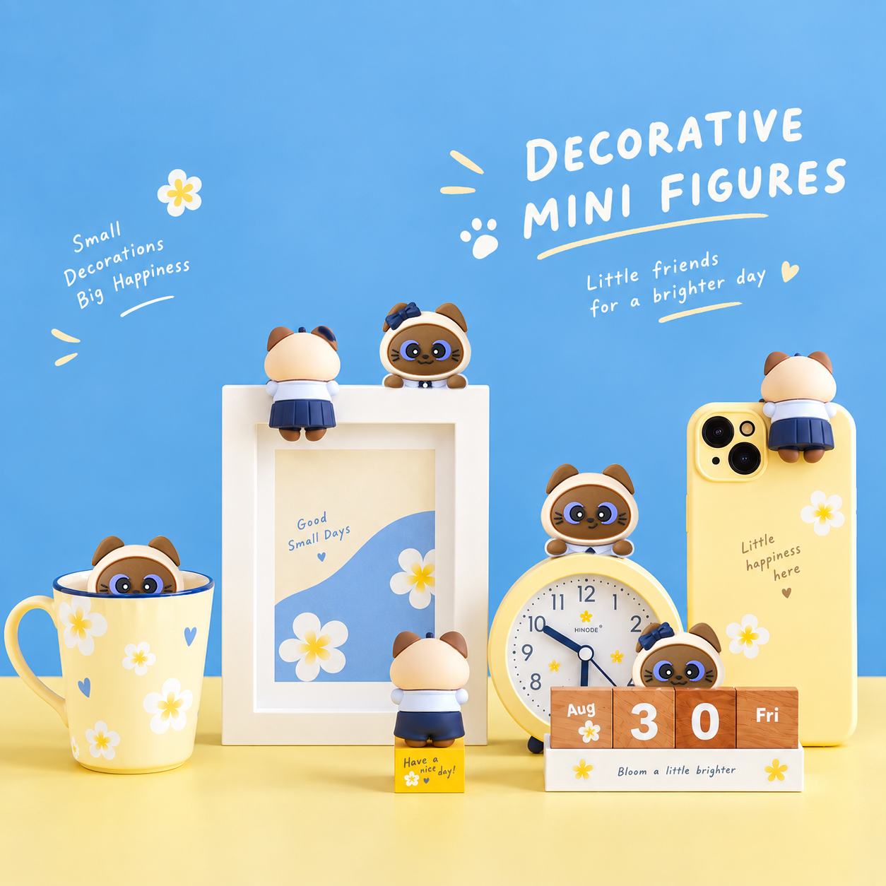 Thai Siamese Cat Student Design Phone Hippers Decorative Mini Figures Phone Top Peeker Decor Kawaii Phone Case Siamese Cat Decorative Mini Figures