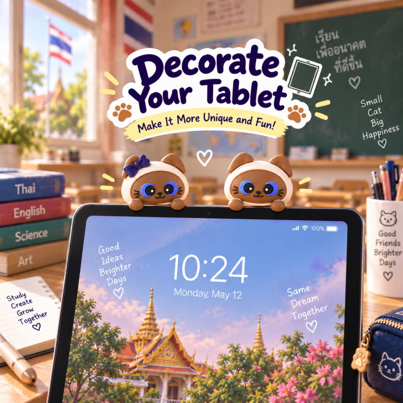 Thai Siamese Cat Student Design Phone Hippers Decorative Mini Figures Phone Top Peeker Decor Kawaii Phone Case Siamese Cat Decorative Mini Figures