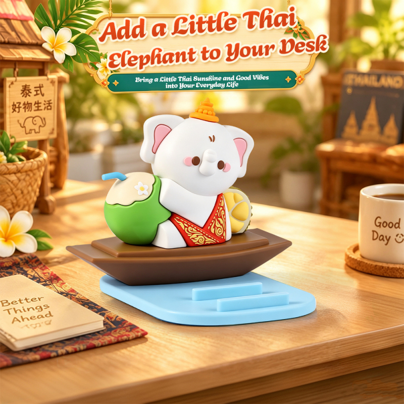 Thailand Culture Souvenir Thai Floating Market Elephant Phone Stand Desktop Decoration Tourist Gift Cute Phone Stand
