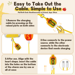 New York Souvenir Design Hot Dog Dachshund 60W Fast Charging Cable Wrist Strap Phone Charm USB C to USB C 34cm Braided Short 60W Fast Charging Cable