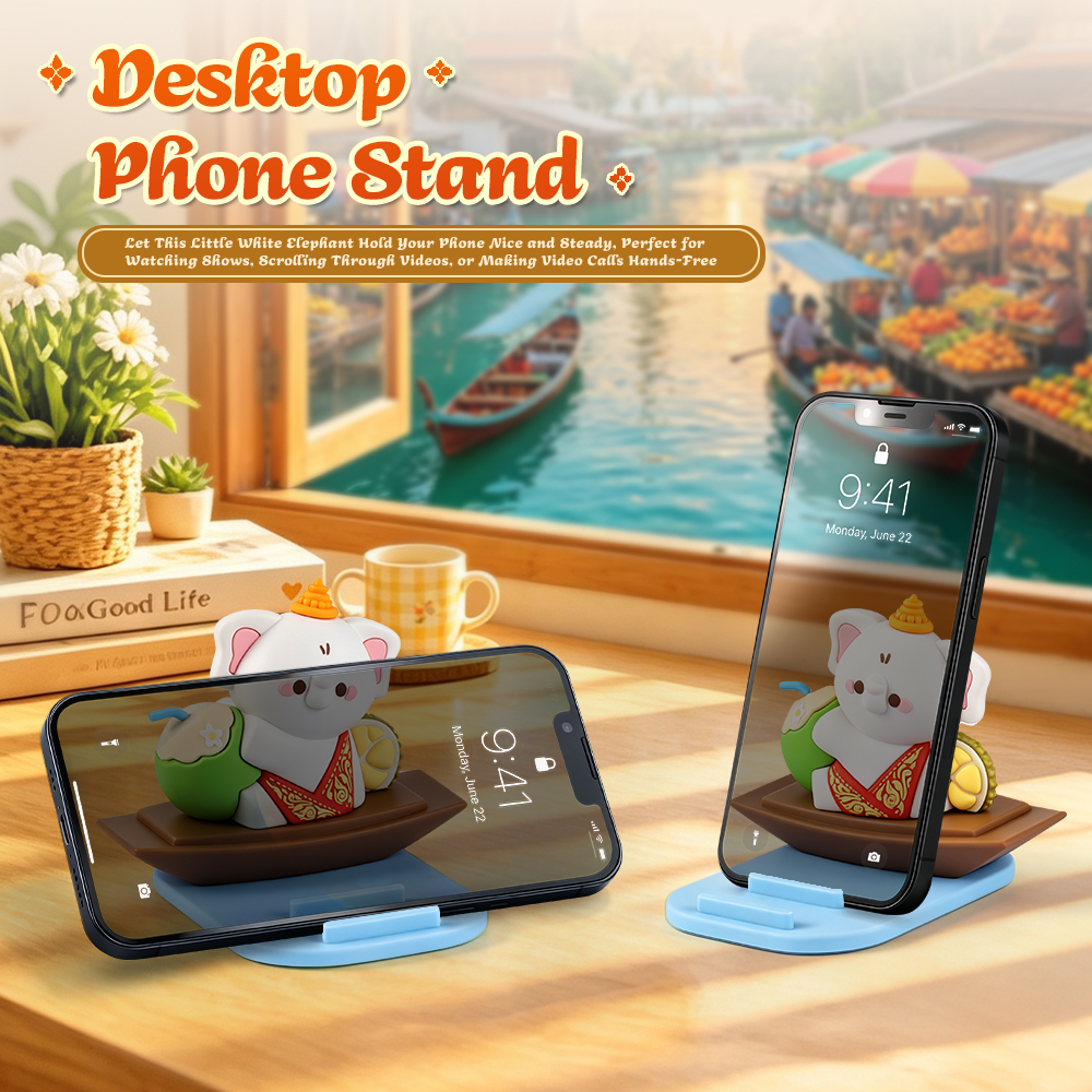 Thailand Culture Souvenir Thai Floating Market Elephant Phone Stand Desktop Decoration Tourist Gift Cute Phone Stand