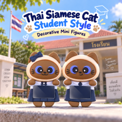 Thai Siamese Cat Student Design Phone Hippers Decorative Mini Figures Phone Top Peeker Decor Kawaii Phone Case Siamese Cat Decorative Mini Figures