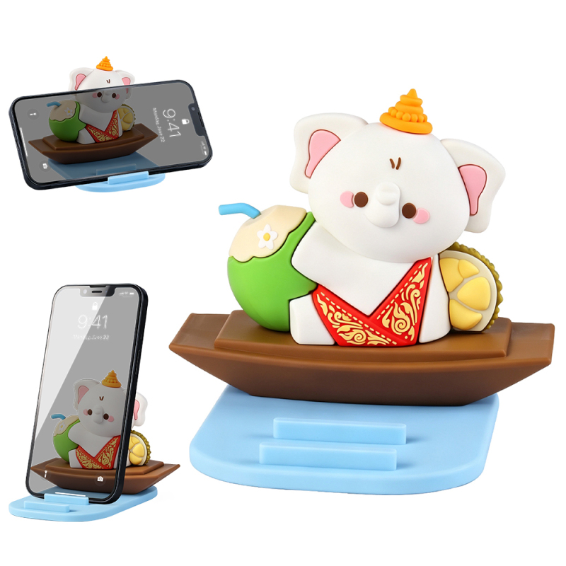 Thailand Culture Souvenir Thai Floating Market Elephant Phone Stand Desktop Decoration Tourist Gift Cute Phone Stand