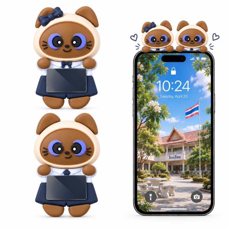 Thai Siamese Cat Student Design Phone Hippers Decorative Mini Figures Phone Top Peeker Decor Kawaii Phone Case Siamese Cat Decorative Mini Figures
