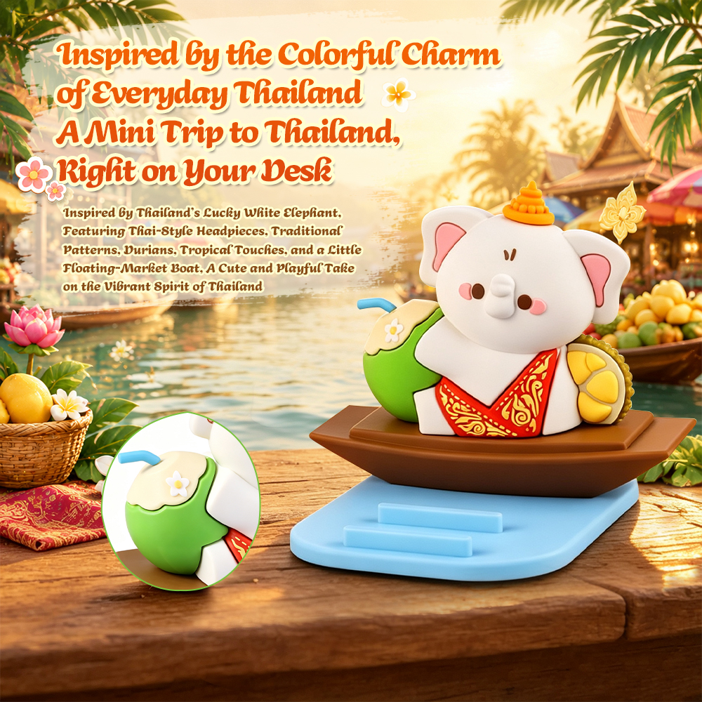 Thailand Culture Souvenir Thai Floating Market Elephant Phone Stand Desktop Decoration Tourist Gift Cute Phone Stand