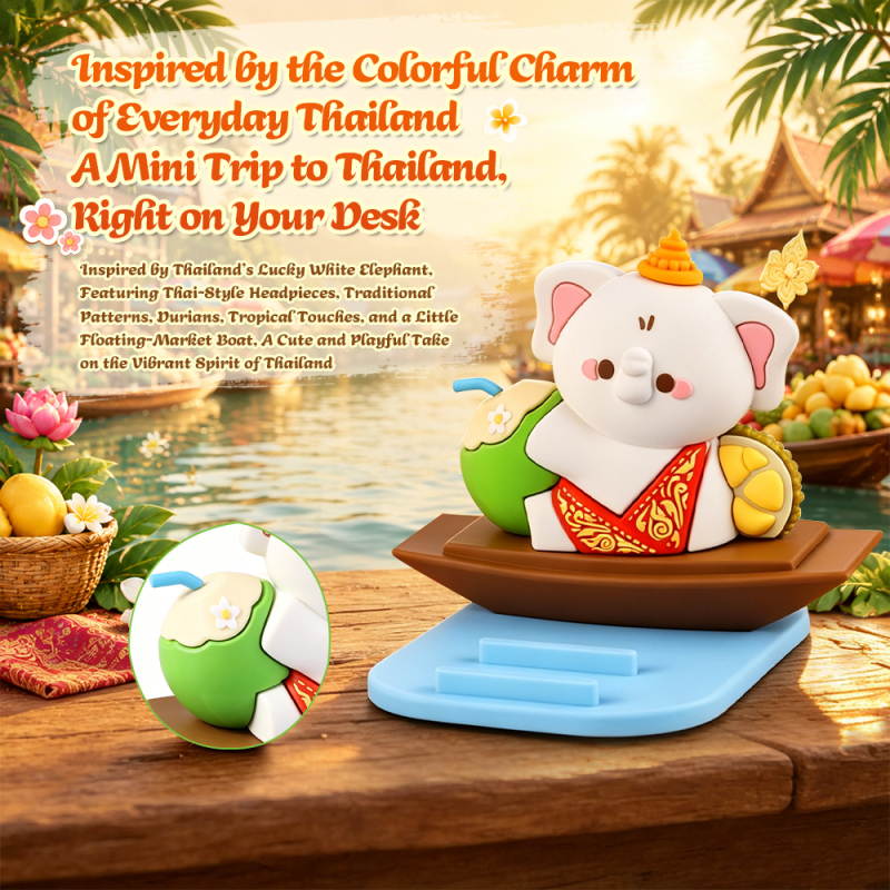 Thailand Culture Souvenir Thai Floating Market Elephant Phone Stand Desktop Decoration Tourist Gift Cute Phone Stand