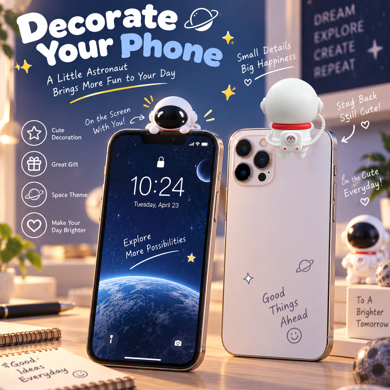 New Astronaut Phone Peeker Hippers Decorative Mini Figures Phone Corner Decor Kawaii Phone Case Spaceman Decorative Mini Figures