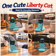 Custom Souvenir New York Statue of Liberty Cat Phone Stand PVC Desktop Ornament Cartoon Desktop Black Cat Mobile Phone Stand