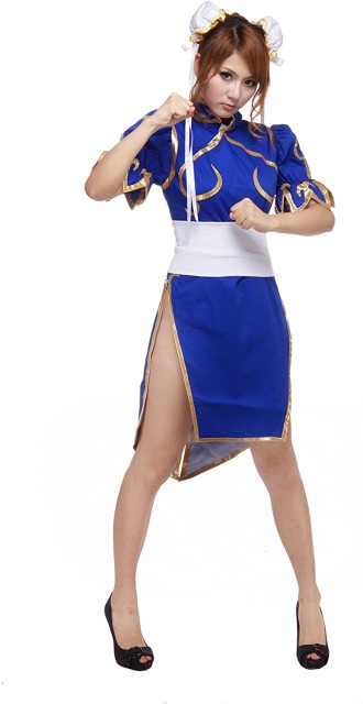 Blue Superior Street Fighter Chun-Li Cosplay Costume