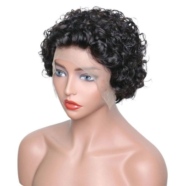 Laborhair Water Wave Short Bob Wig Bouncy Curly Lace Front Wigs 180% Density 8 inch