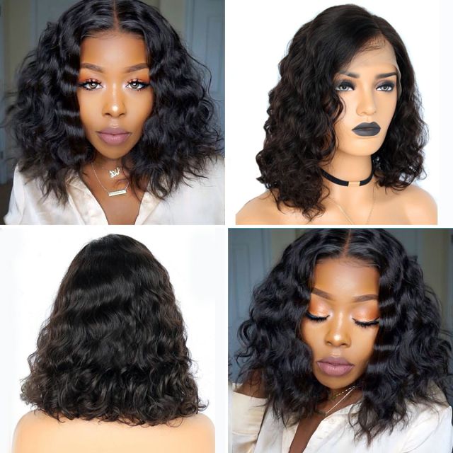 Laborhair Loose Deep Wave Bob Wig 180% Density Lace Front Wig