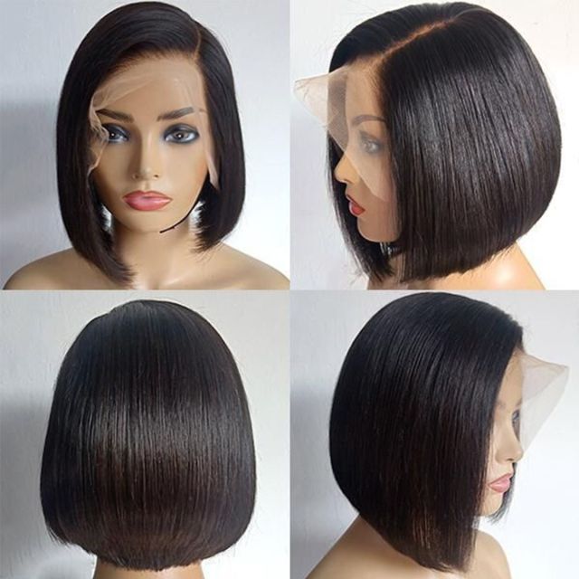 Laborhair Side Part Straight Hair Short Bob Wig Lace Front Wigs 150% Density