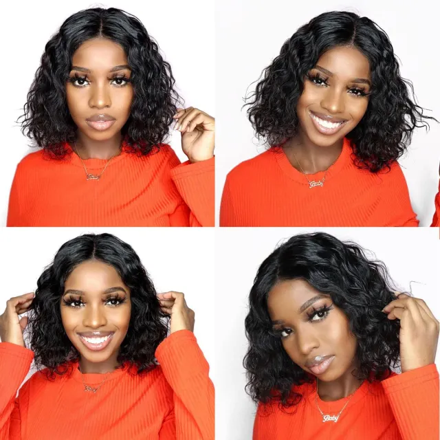 Laborhair Water Wave Bob Wig 180% Density Lace Front Wig