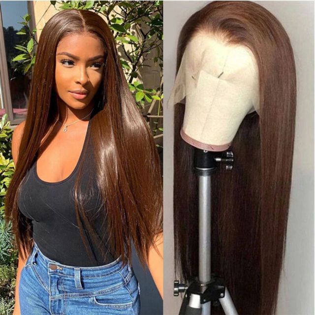 Laborhair Brown Color Straight Hair 13x4 Lace Front Wigs