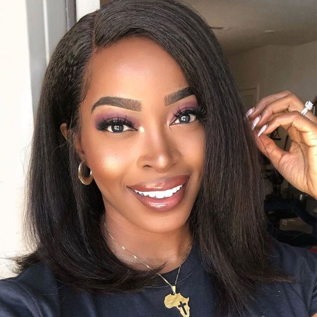 Laborhair Yaki Bob Wigs Kinky Straight Hair Lace Front Wigs