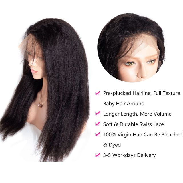 Laborhair 13x4 Lace Front Wigs Kinky Straight Hair Pre Plucked Virgin Human Yaki Hair Wigs Sale