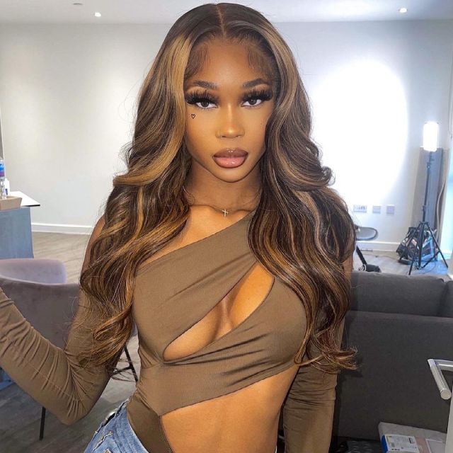 Laborhair Highlight Honey Blonde Body Wave Lace Front Wigs High Density Wig