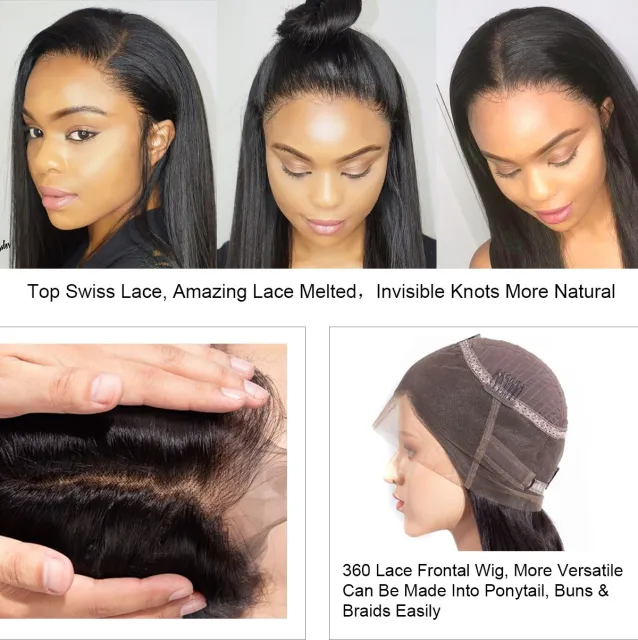 Laborhair 360 Lace Frontal Wigs Straight Human Hair Wigs 180% Density