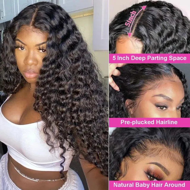 Laborhair Deep Wave 5x5 Lace Closure Wigs