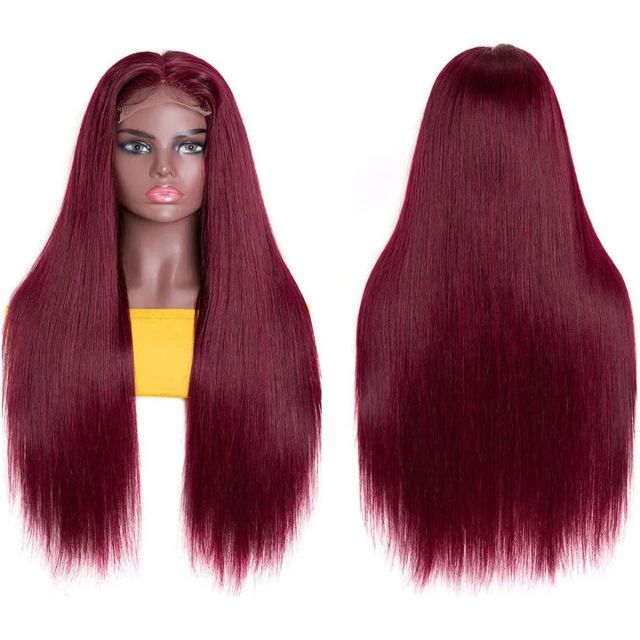 Laborhair 99J Color Burgundy Straight Hair Lace Front Wig