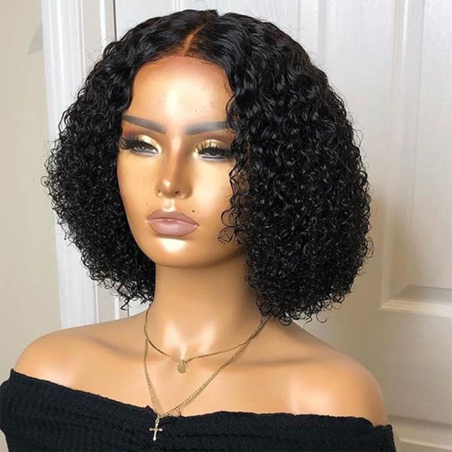 Laborhair Kinky Curly 4x4 Lace Closure Short Wigs 180% Density