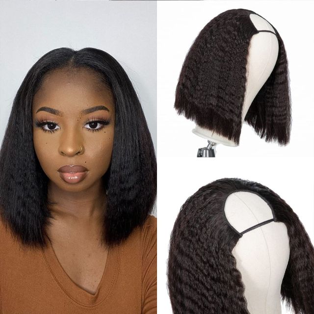 Laborhair U Part Wig Kinky Straight Hair Yaki Bob Wig