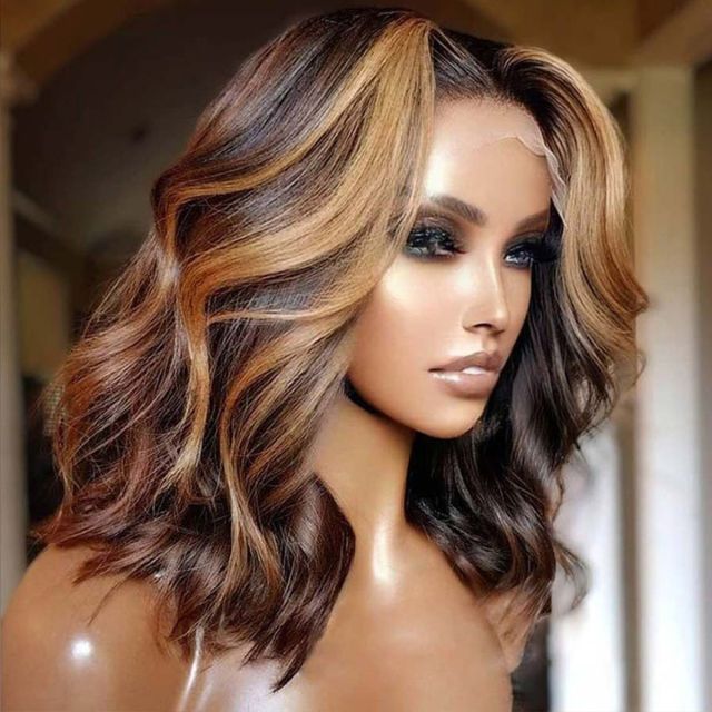 Laborhair Highlight Shoulder Length Wig Body Wave 13x4 5x5 Lace Front Wig 180% Density Ombre Hair #P4/27