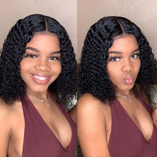 Laborhair Brazilian Curly Short Bob Wigs 100% Human Hair Wigs