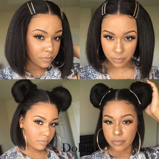 Laborhair U Part Wig Kinky Straight Hair Yaki Bob Wig