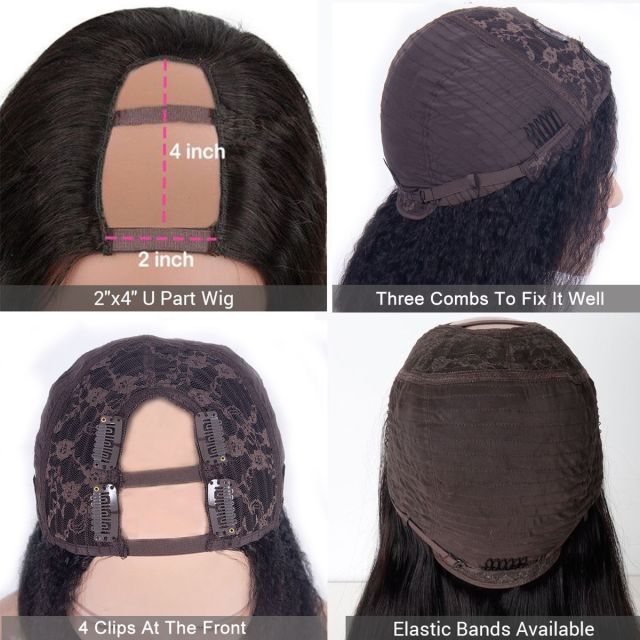 Laborhair U Part Wig Kinky Straight Hair Yaki Bob Wig