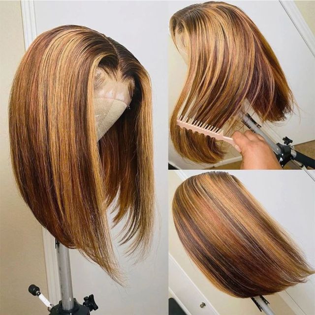 Laborhair 13x6 Lace Closure Ombre P4/27 Highlight Bob Wigs